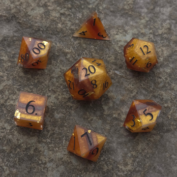 Sedimentary: Caramel & Copper Handmade 7-Dice Set
