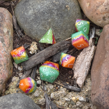Sedimentary: Green Rainbow Candy Handmade 7-Dice Set