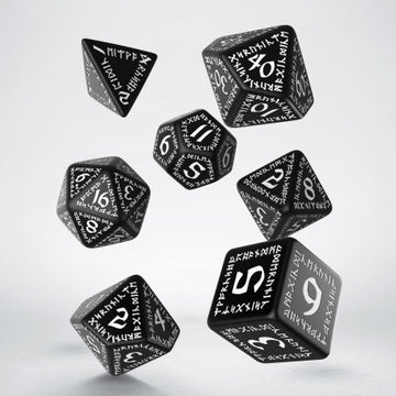 Runic Black & White 7-Dice Set