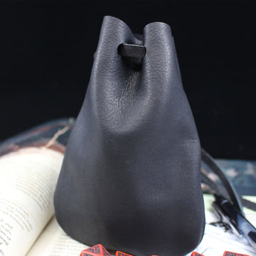 Black Leather Dice Bag
