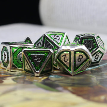 Triton Emerald-Silver Metal Dice Set