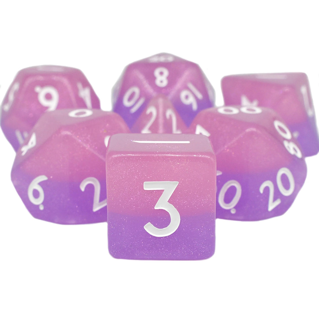 Cotton Candy 7-Dice Set - complete polyhedral dice set for DnD
