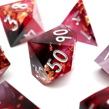 Pomegranates and Gold Sharpedge Dice Set
