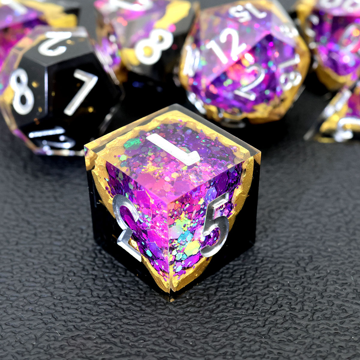Pink Geode Sharpedge Dice Set