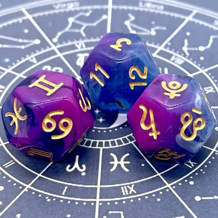 Astrology 3-Dice Set - polyhedral dice set for DnD and tabletop RPGs