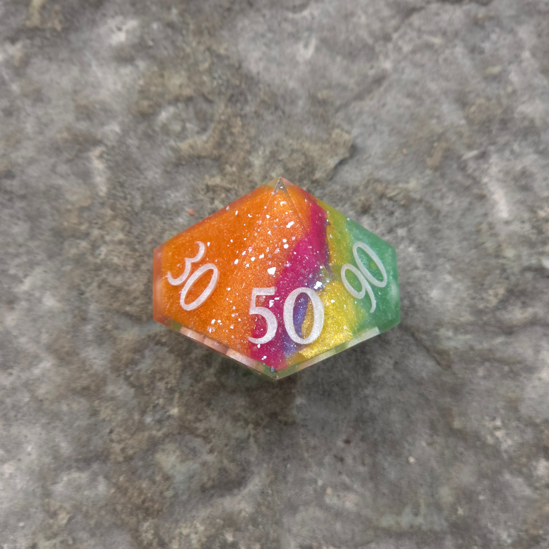 Sedimentary: Green Rainbow Candy Handmade 7-Dice Set