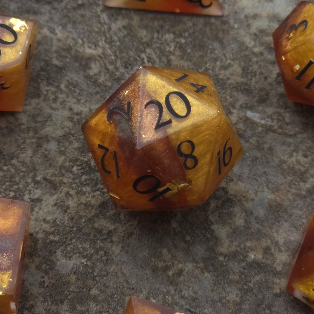 Sedimentary: Caramel & Copper Handmade 7-Dice Set