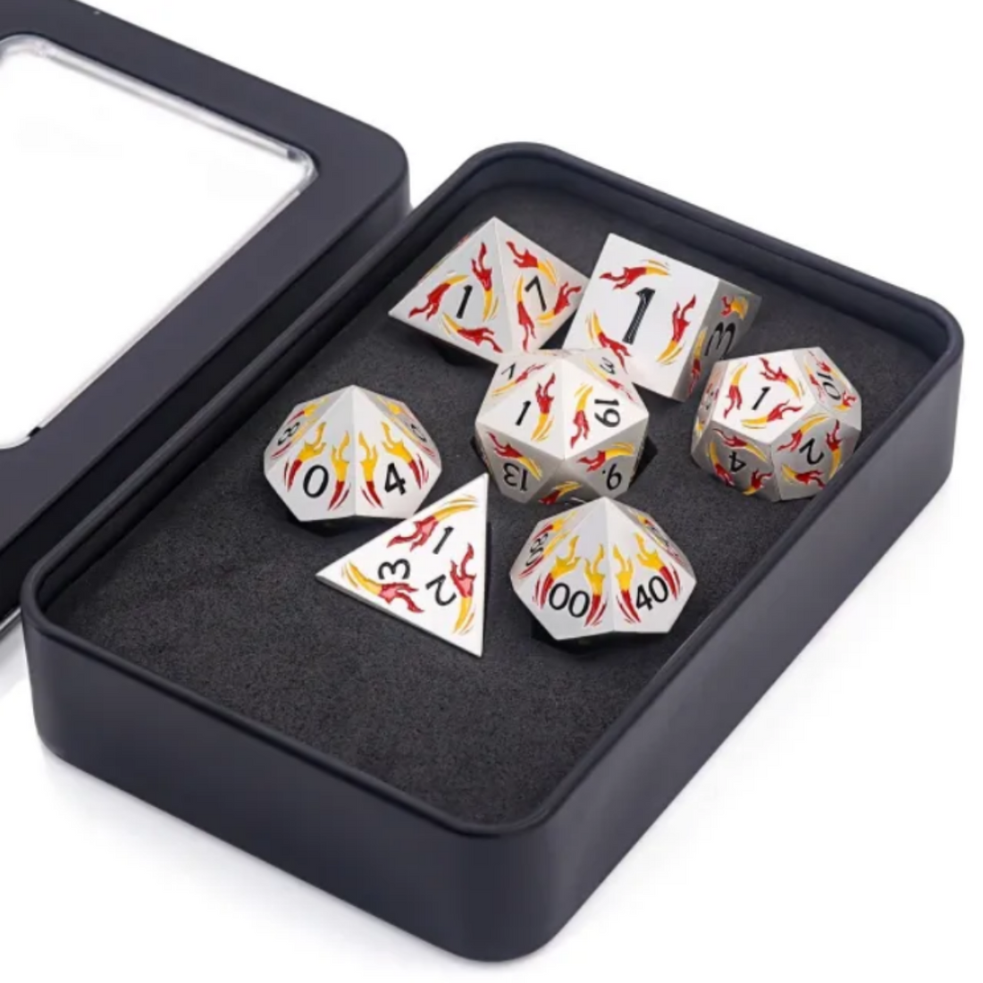 Dagger of the Sun Metal Dice Set - complete polyhedral dice set for DnD