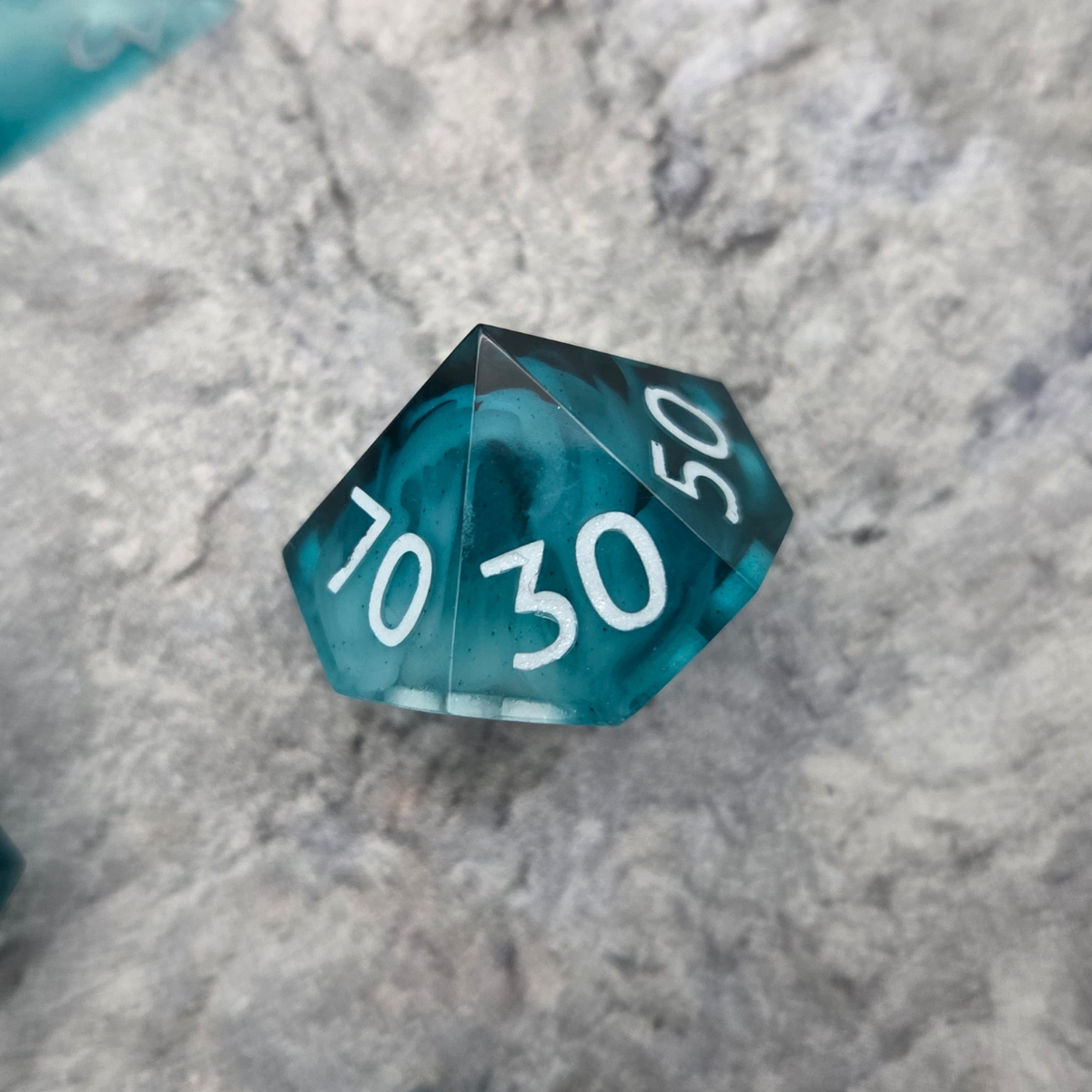 Meltwater Handmade Sharpedge Dice dice set - alternate angle showing color and detail