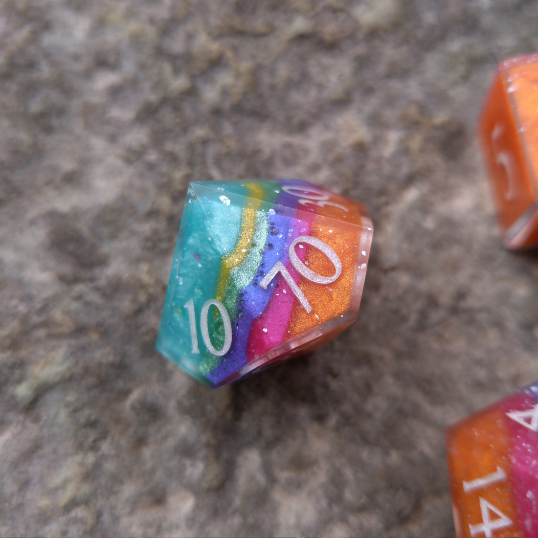 Sedimentary: Blue Rainbow Candy Handmade 7-Dice Set