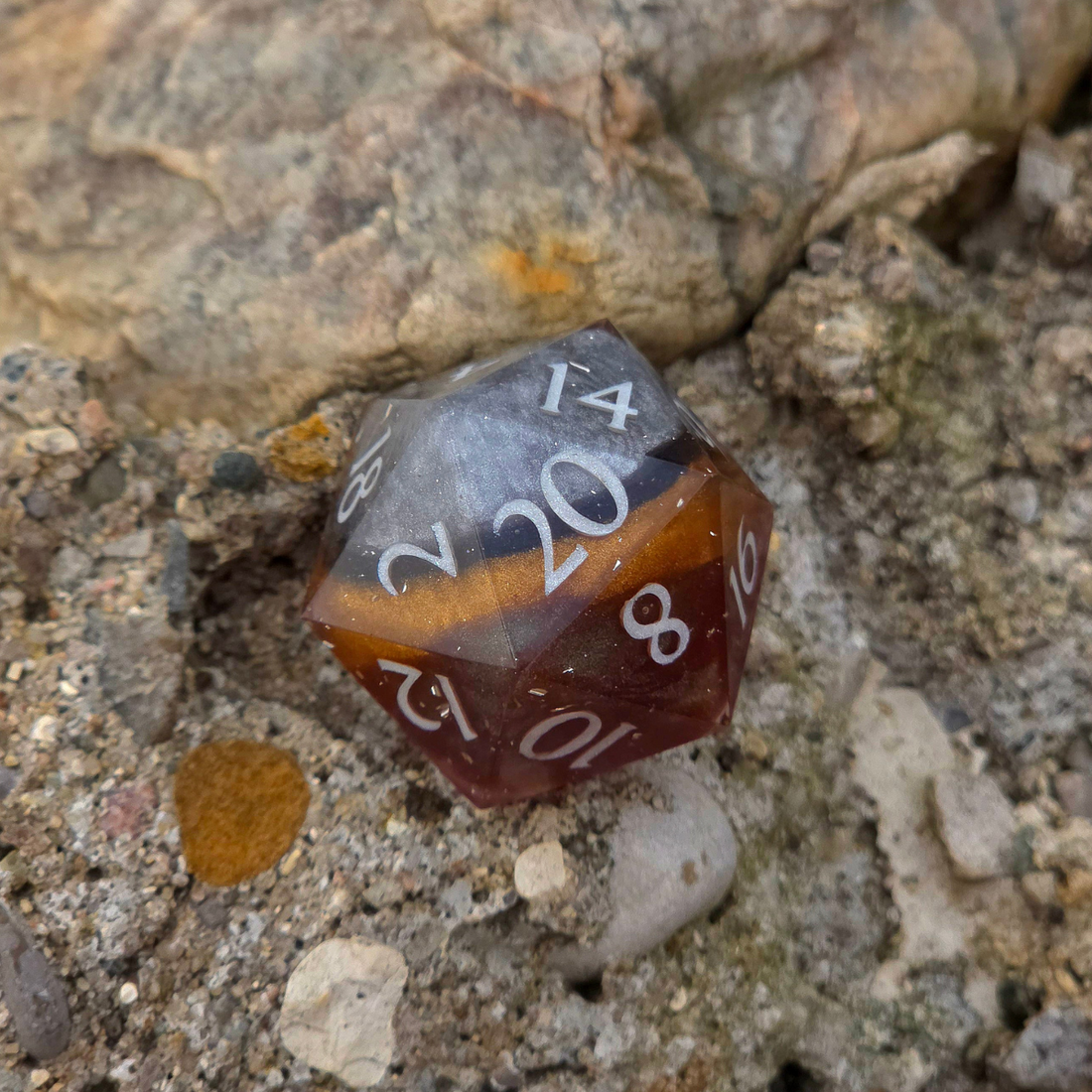 Sedimentary: Toffee & Silver Handmade 7-Dice Set