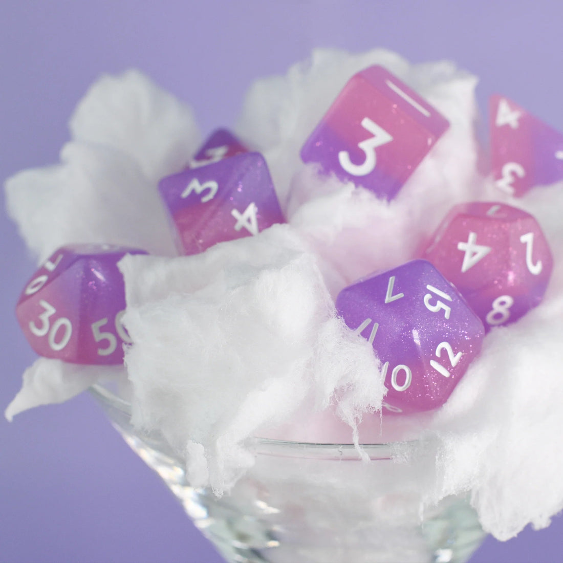 Cotton Candy 7-Dice Set - complete polyhedral dice set for DnD