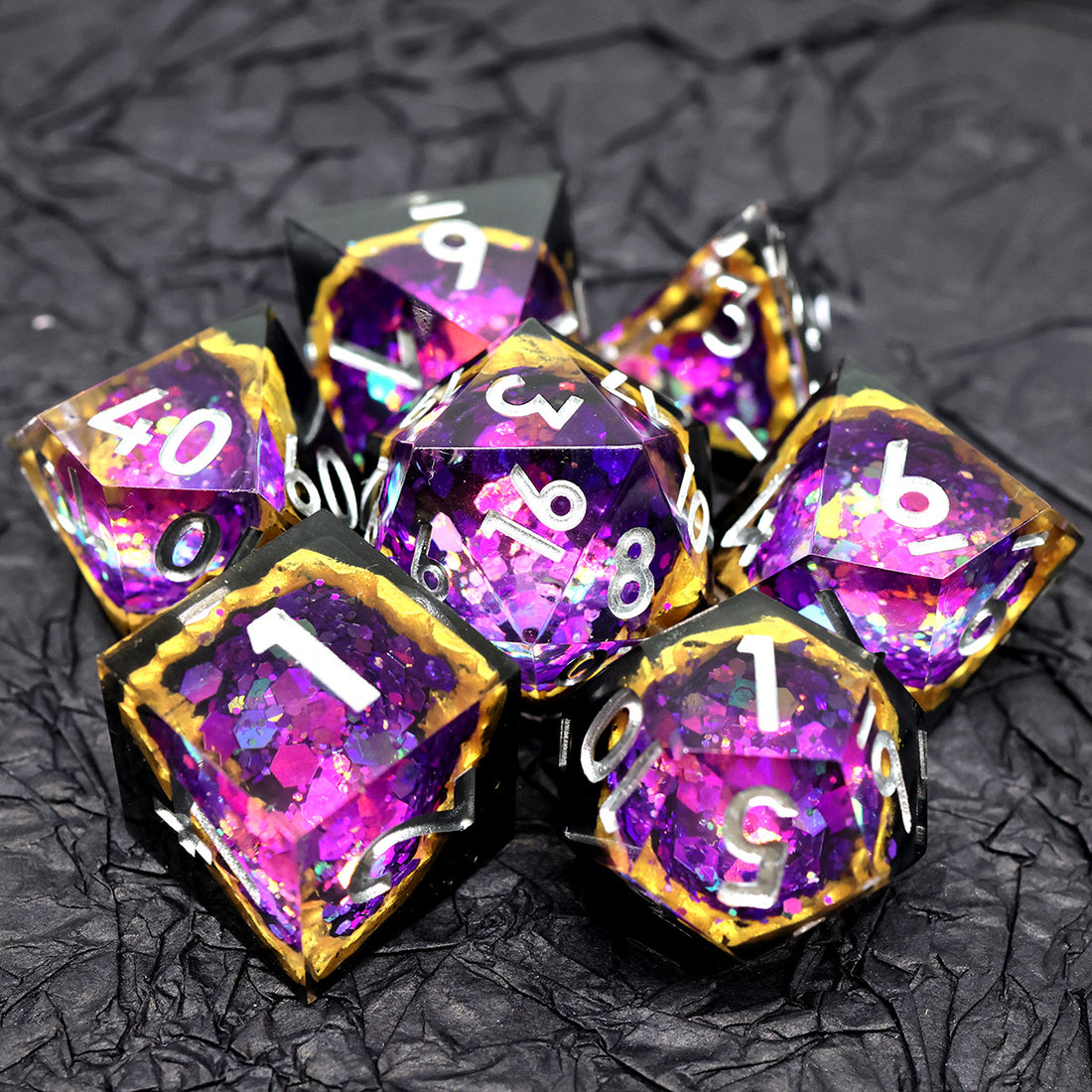 Pink Geode Sharpedge Dice Set