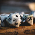 Snow Camo dice - close-up showing numbering and finish