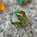 Polyhedral d20, green with holographic foils