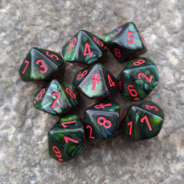 Vampire Ankh 10d10 Dice Set - Awesome Dice