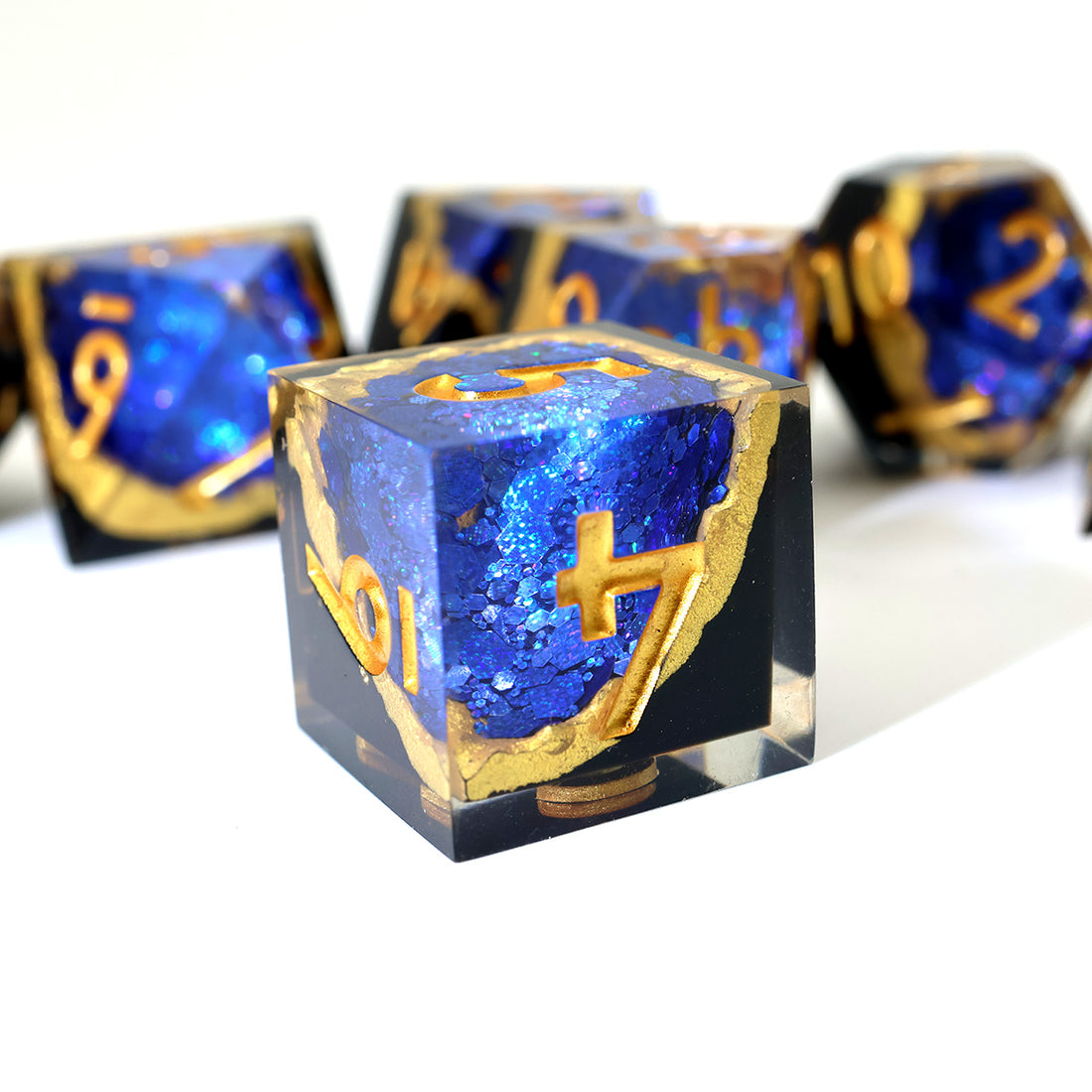Blue Geode Sharpedge Dice Set - complete polyhedral dice set for DnD