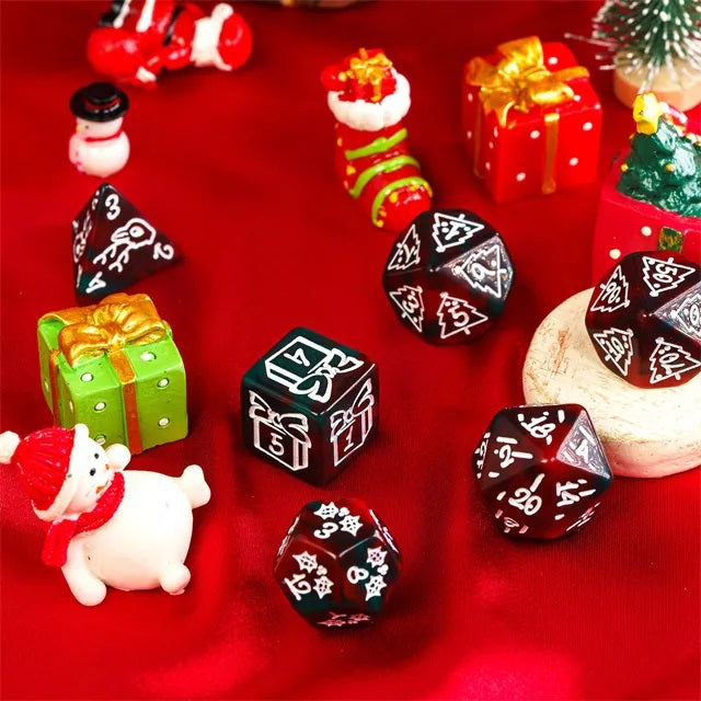 Christmas 7-DnD Dice Set - complete polyhedral dice set for DnD