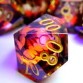 Glowing Dragon Liquid Core Dice dice set - alternate angle showing color and detail