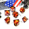 Glowing Dragon Liquid Core Dice dice set - individual dice spread view