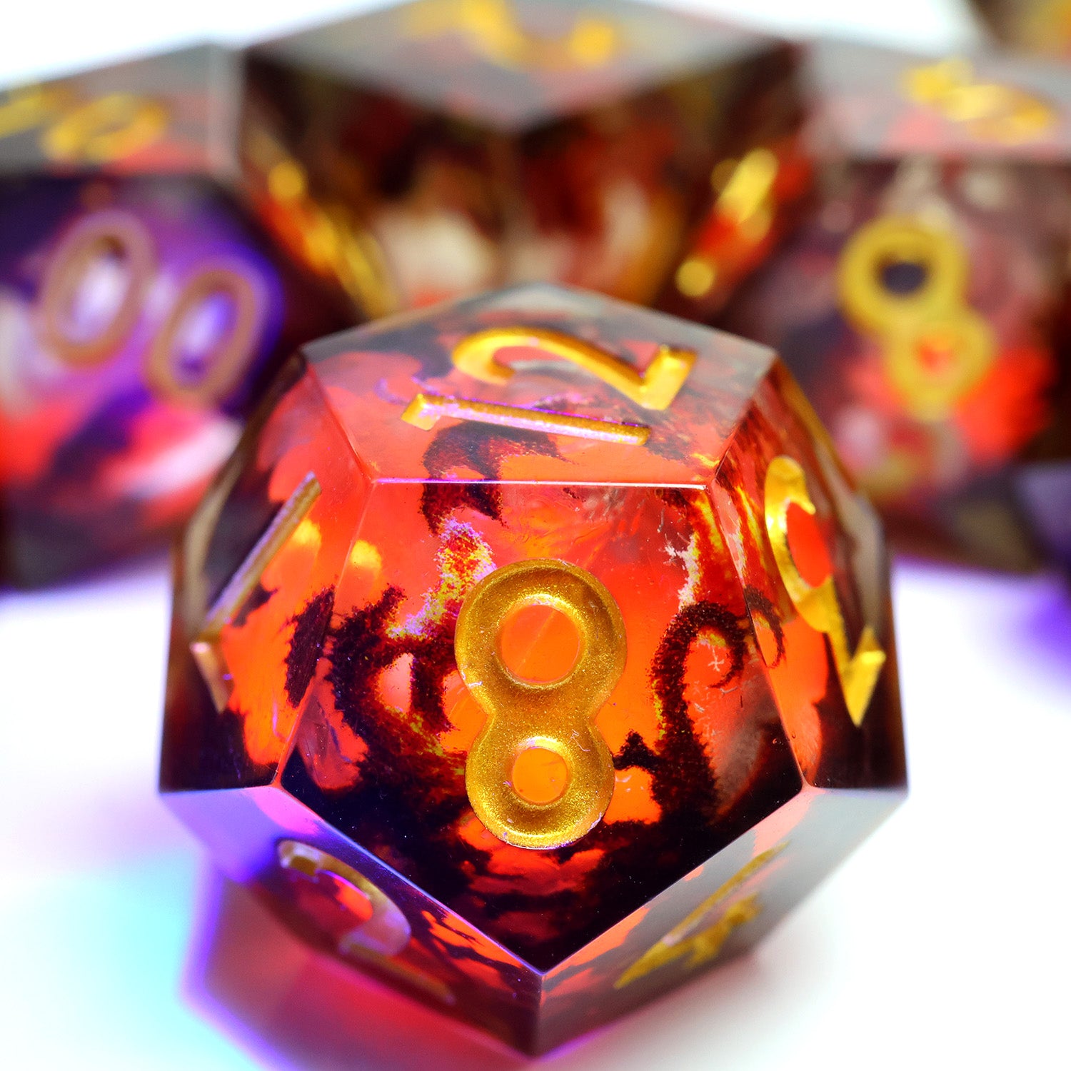 Glowing Dragon Liquid Core Dice polyhedral dice - additional angle