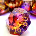Glowing Dragon Liquid Core Dice RPG dice set - lifestyle shot