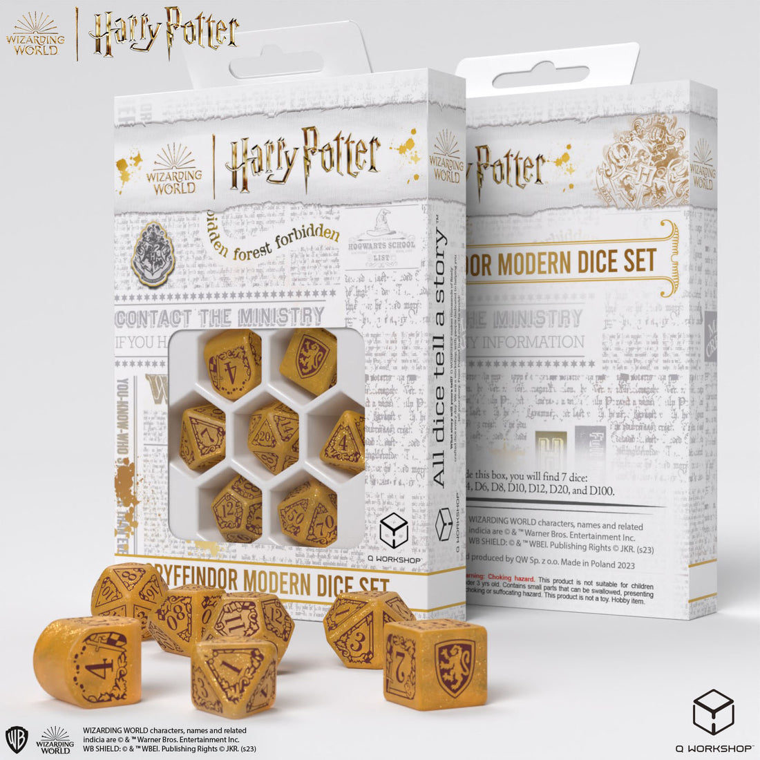 Harry Potter: Gryffindor Dice Set - Gold - complete polyhedral dice set for DnD