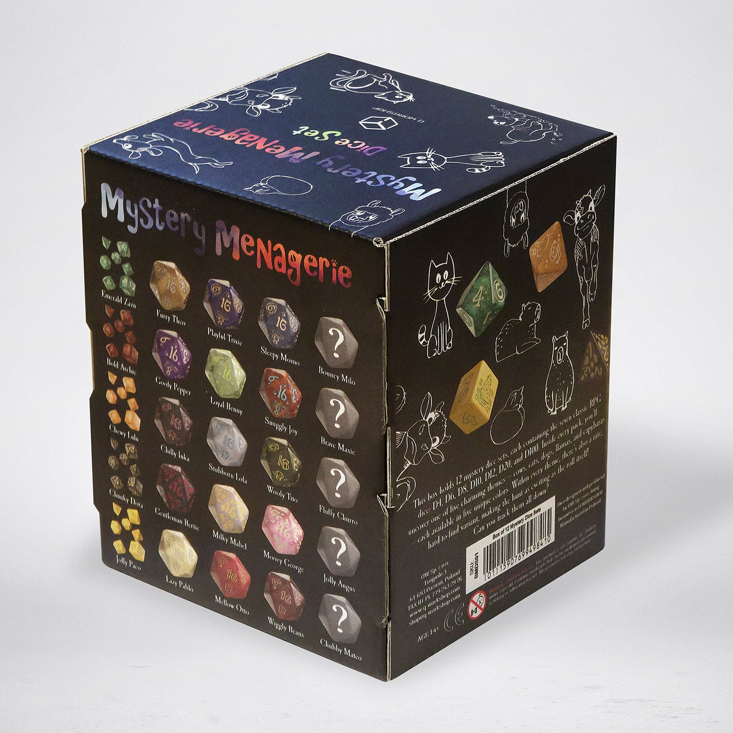 Mystery Menagerie Dice Sets - complete polyhedral dice set for DnD