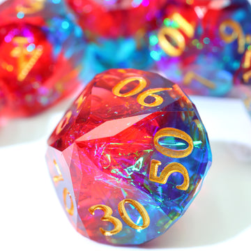 Diamond Cut 7-Dice Set: Red & Blue