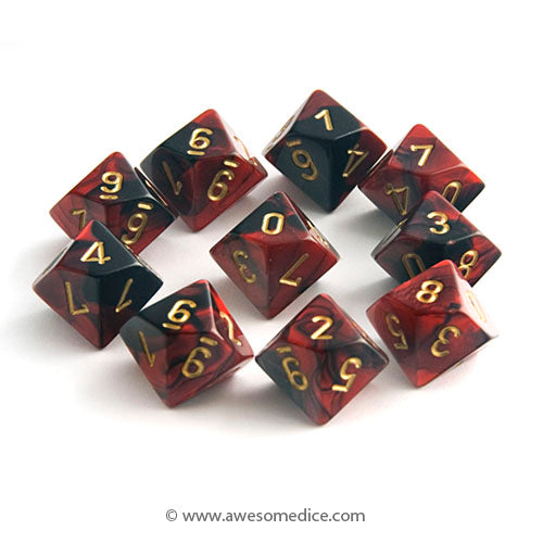 Gemini Red-Black 10d10 Dice Set