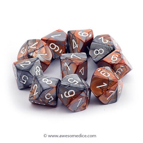 Gemini Copper-Steel 10d10 Dice Set