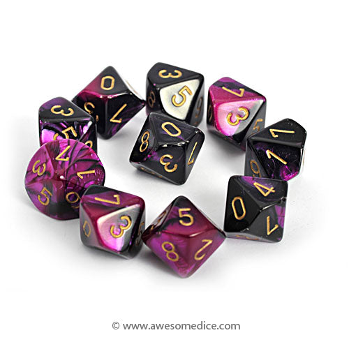 Gemini Black-Purple 10d10 Dice Set