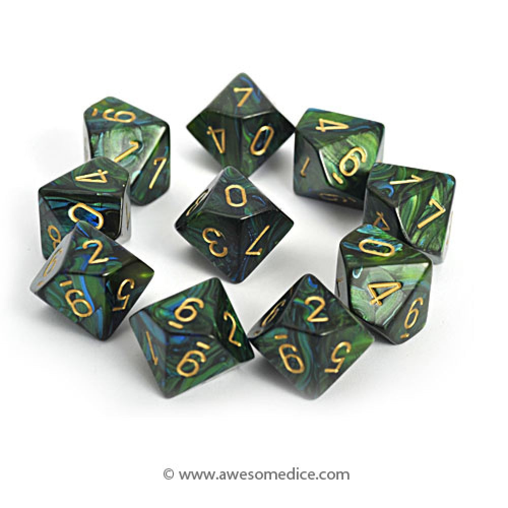 Scarab Jade 10d10 Dice Set