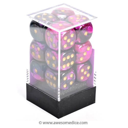 Gemini Black-Purple 12d6 Dice Set