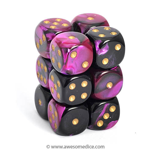 Gemini Black-Purple 12d6 Dice Set