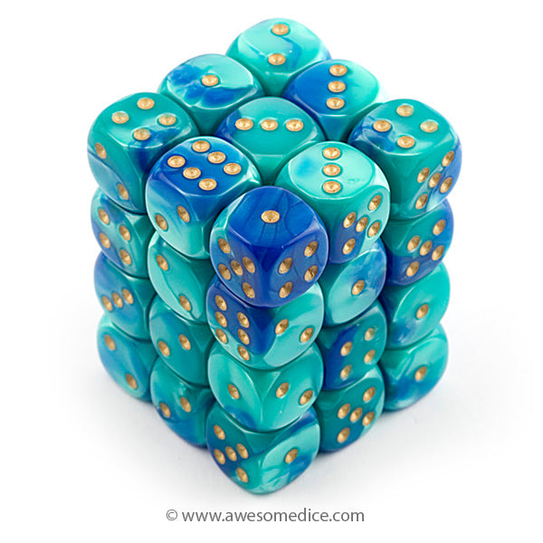 Gemini Blue-Teal 36d6 Dice Cube