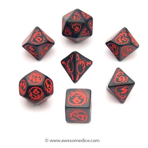 Dragons Black & Red 7-Dice Set
