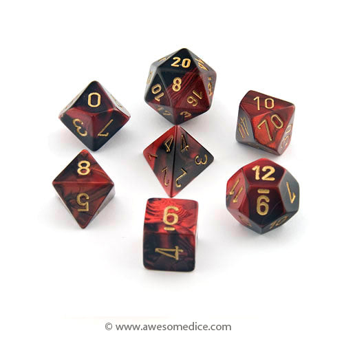 Gemini Red-Black 7-Dice Set