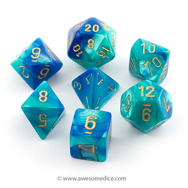 Gemini Blue-Teal 7-Dice Set