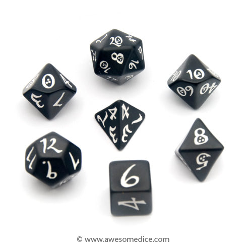 Opaque Black Samurai 7-Dice Set