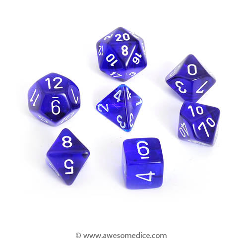 Translucent Blue 7-Dice Set