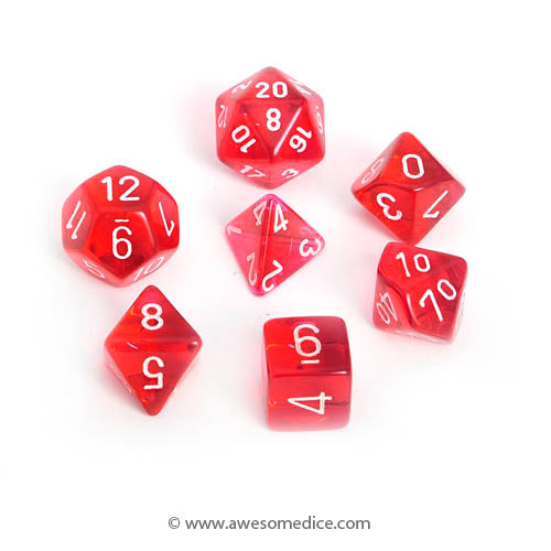 Translucent Red 7-Dice Set