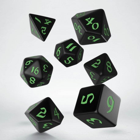 Classic Runic Black & Green 7-Dice Set