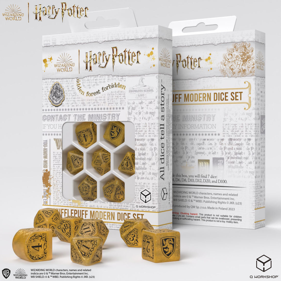 Harry Potter: Hufflepuff Dice Set - Yellow - complete polyhedral dice set for DnD