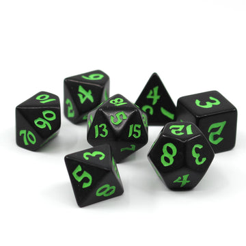 Classic Runic Black & Green 7-Dice Set