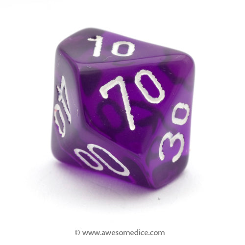 Single Translucent Purple d10 Percentile