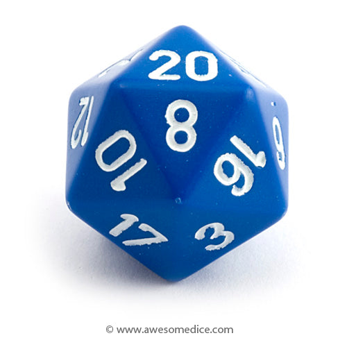 Single Opaque Blue d20 – Awesome Dice