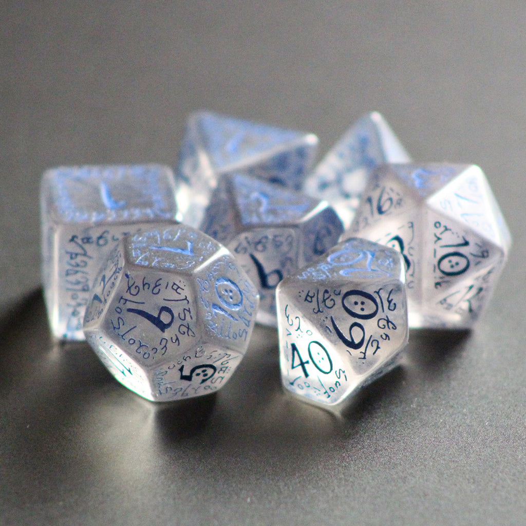 Elven Translucent Blue 7-Dice Set