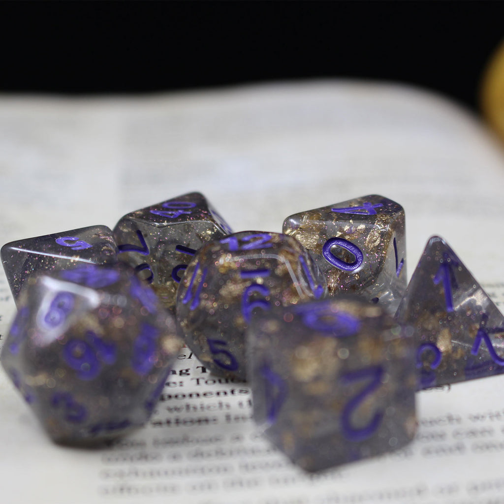 Purple Dice with Gold Flakes