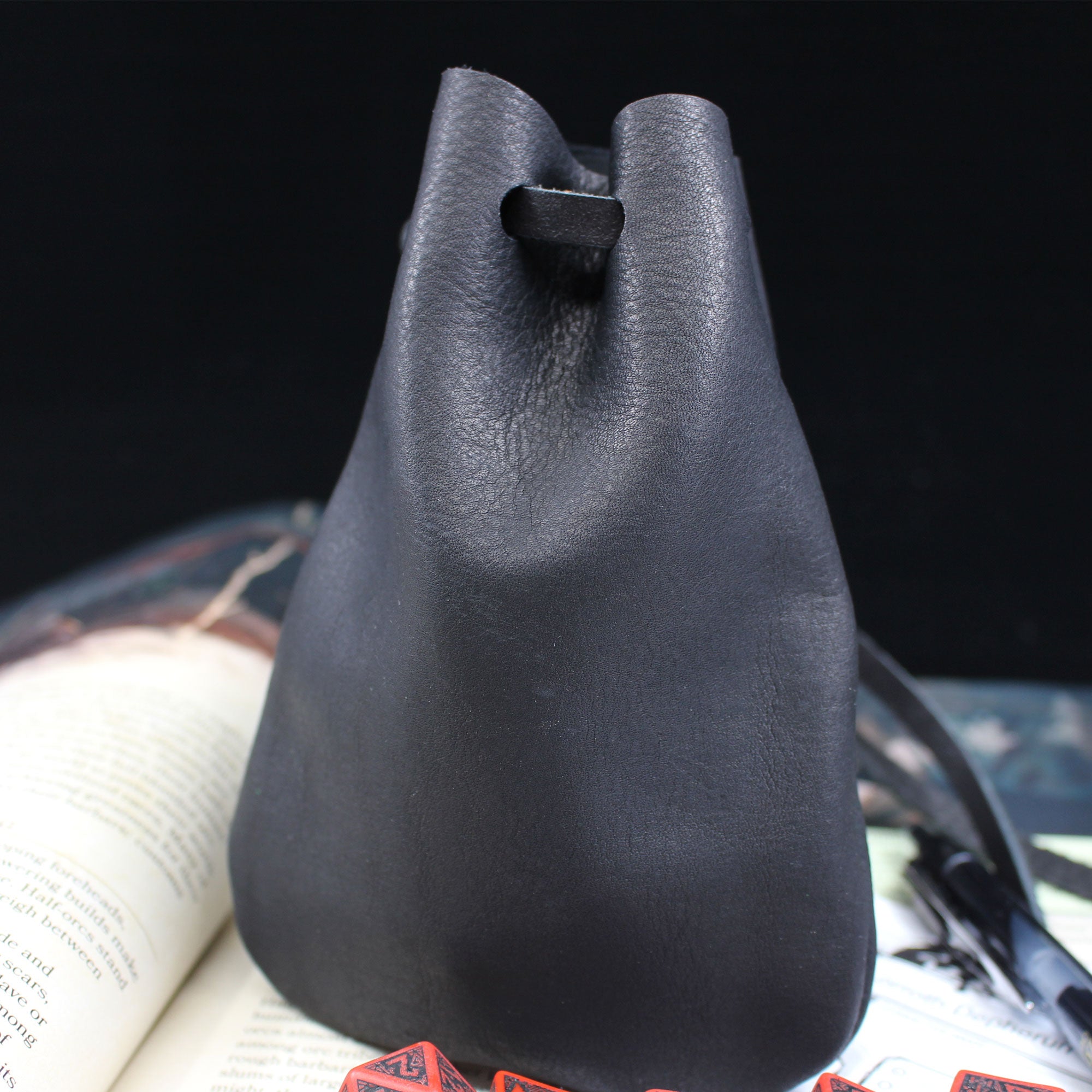 Black Leather Dice Bag